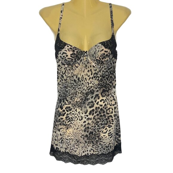 Victoria's Secret Cami Slip Dress Nightie Leopard Print Size 34C - Picture 2 of 16